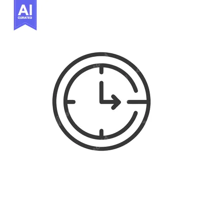 Aset premium populer: Minimalist Clock Icon with Arrow, Time Symbol, Dark Gray Outline on Wh