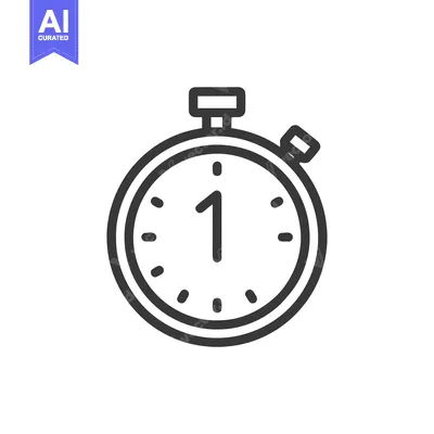 Aset desain premium: Minimalist Stopwatch Icon with Number One, Isolated on White Backgroun
