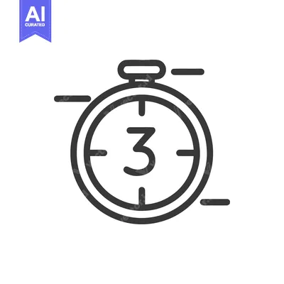 Minimalist Timer Icon with Number Three Displayed