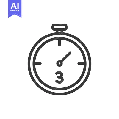 Minimalist Stopwatch Icon with Number Three on White Background