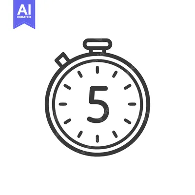 Minimalist Stopwatch Icon Displaying Number Five on White Background