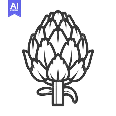 A Black and White Outline Illustration of an Artichoke