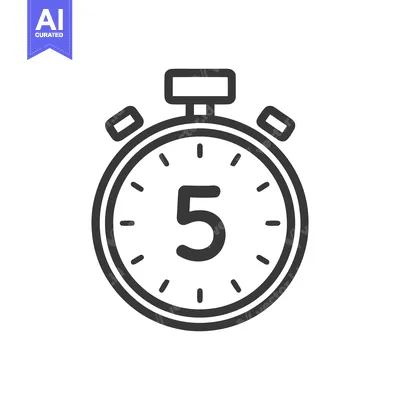 Premium design asset: Minimalist Stopwatch Icon with Number Five, Isolated on White Backgrou
