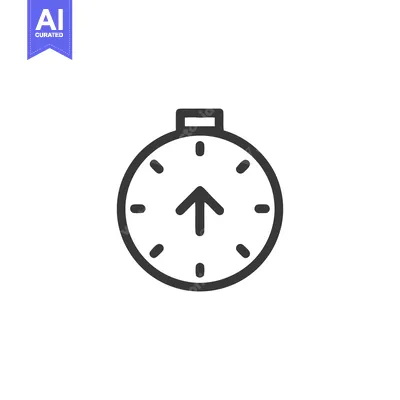 Minimalist Clock Icon with Upward Arrow, Time Management Concept