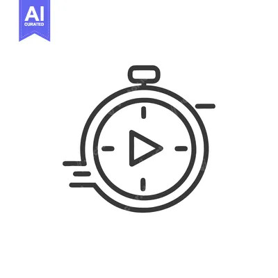 Minimalist Stopwatch Icon with Play Symbol and Speed Lines, Vector Des