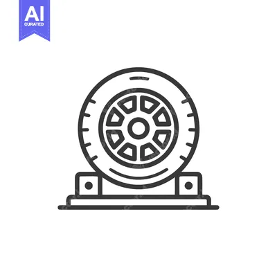 Minimalist Car Wheel Icon on Stand, Automotive Industry Symbol