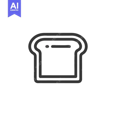 Aset desain premium: Minimalist Bread Slice Icon: Simple, Clean Food Symbol on White Backgr