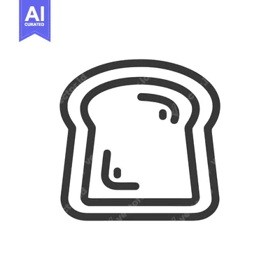 Minimalist Bread Slice Icon: Bold Outline on White Background