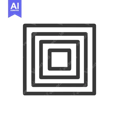 Aset desain premium: Concentric Square Icon: Minimalist Design with Rounded Corners and Bol