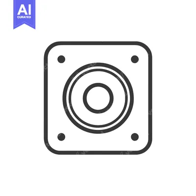 Aset premium populer: Minimalist Speaker Icon: Square Frame, Concentric Circles, Mounting Po