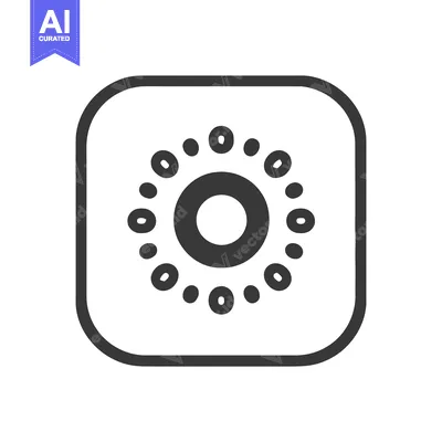 Aset desain premium: Minimalist Icon: Concentric Circles with Dots in Rounded Square Frame