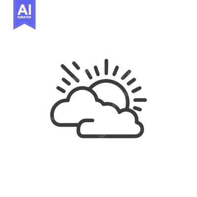 Minimalist Sun and Cloud Icon: Weather Forecast Symbol