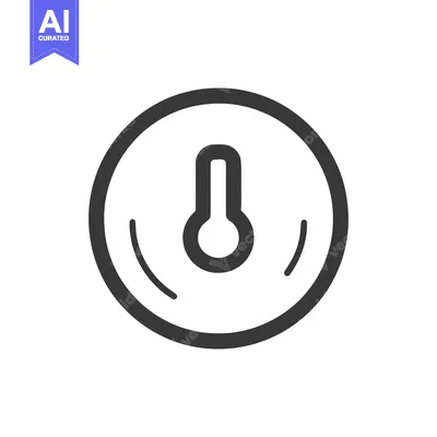 Simple Thermostat Icon: Round Control with Temperature Indicator in Da