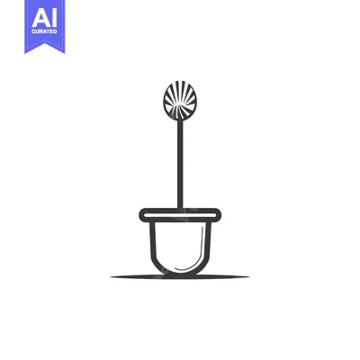 Toilet brush in a holder with a simple outline design