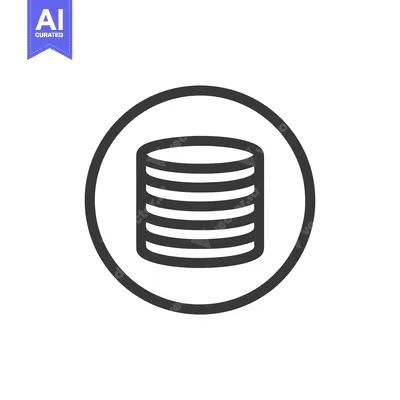 Aset premium populer: Minimalist Database Icon: Circular Outline with Stacked Cylinder Desig