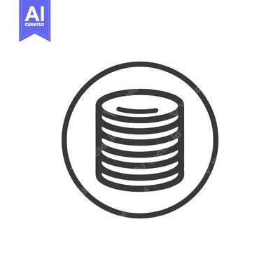 Stacked Coins Icon: Minimalist Black and White Financial Symbol in Cir