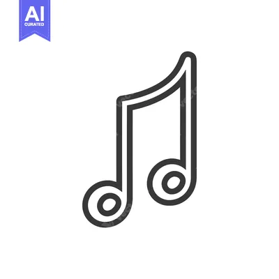 Minimalist Eighth Note Icon: Bold Outline on White Background