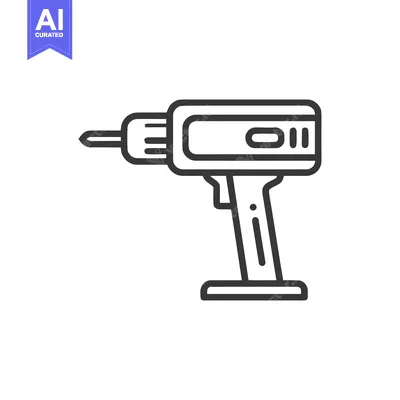 Aset desain premium: Minimalist Line Art: Cordless Drill Icon on White Background