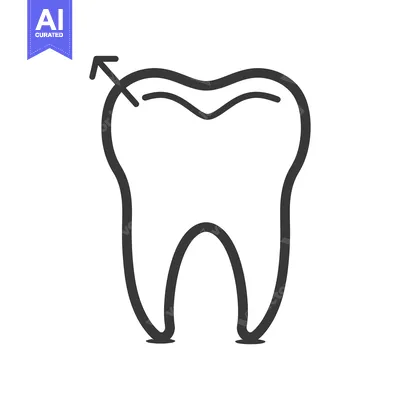 Tooth with Arrow Indicating Enamel Erosion