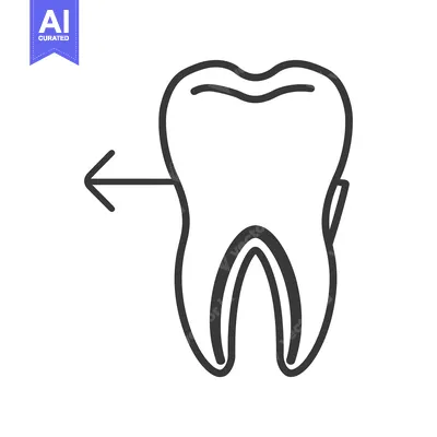 Tooth with Arrow Pointing Left,  Representing Tooth Movement