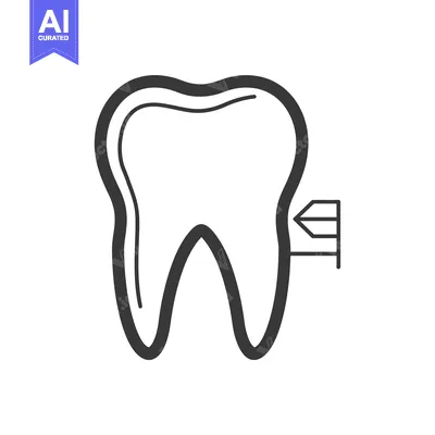 Tooth with a toothbrush brushing it
