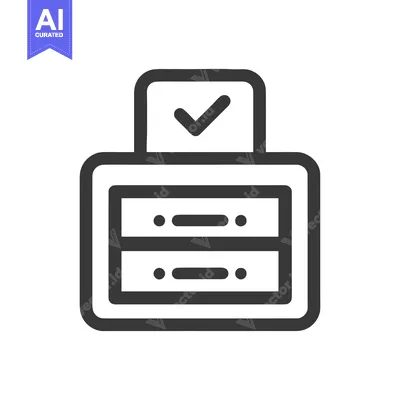 Dark Gray Filing Cabinet Icon with Check Mark on Top, Isolated
