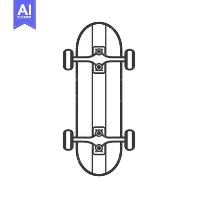 Top View of a Skateboard with Wheels and Trucks