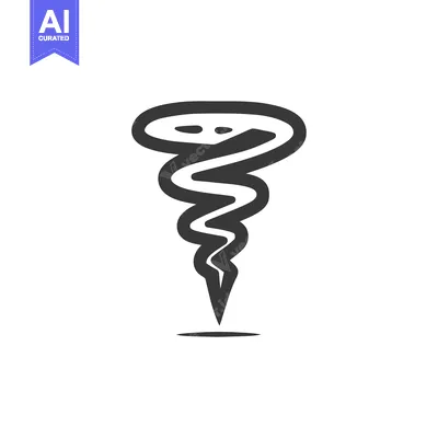 Stylized Tornado Icon with Abstract Design and Minimalist Aesthetic