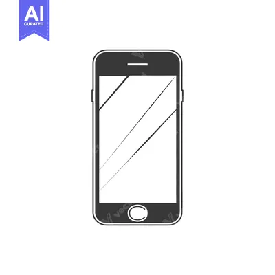 A Black and White Outline Illustration of a Smartphone