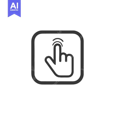 Aset desain premium: Touchscreen Icon: Finger Tapping on Digital Interface, Rounded Square
