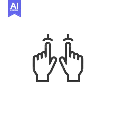 Aset desain premium: Two Hands Pinching Upwards, Minimalist Line Art on White Background
