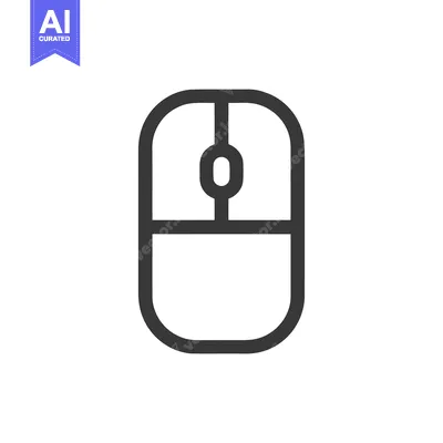 Minimalist Computer Mouse Icon, Black Outline on White Background, Mod