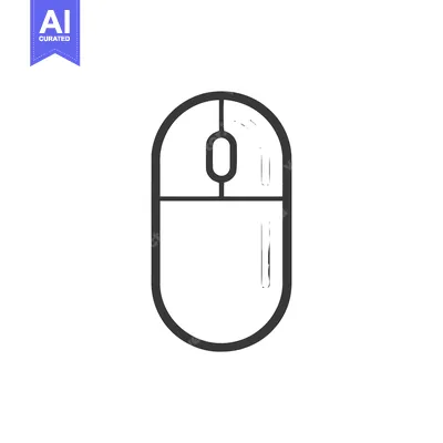 Aset desain premium: Minimalist Computer Mouse Icon with Bold Outline on White Background