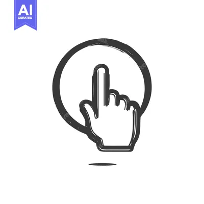 Aset premium populer: Grunge Style Hand Cursor Icon with Circle, Isolated on White Backgroun