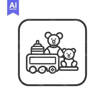 Popular premium asset: Playful Teddy Bears and Train Icon in Rounded Square Frame
