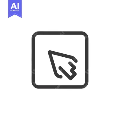 Aset desain premium: Minimalist Cursor Icon in Rounded Square Frame, Dark Gray on White