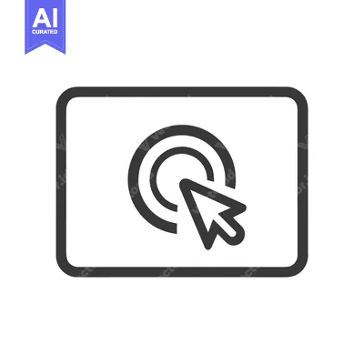 Click Icon: Cursor Targeting Concentric Circles on Screen, Minimalist