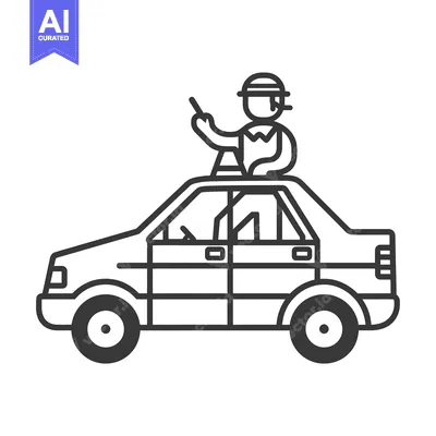 Traffic Controller Standing on the Roof of a Car