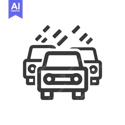 Three Cars Icon with Motion Lines, Automotive Industry Symbol