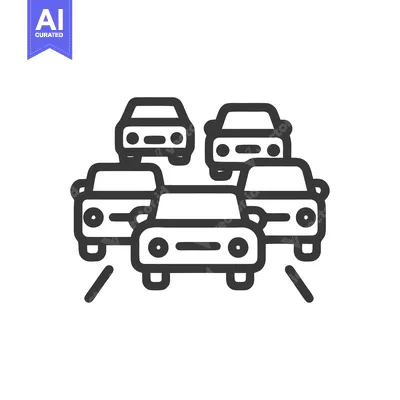 Gridlock: Stylized Car Traffic Jam Icon in Bold Outline