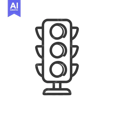 Minimalist Traffic Light Icon: Bold Outline, Clear Design, Modern Symb