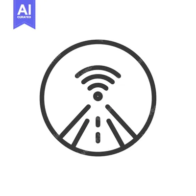 Autonomous Driving Icon: Connected Road with Wireless Signal in Circle