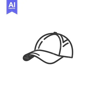 A Black and White Outline of a Baseball Cap