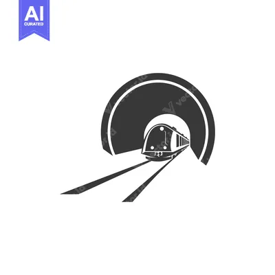 Aset desain premium: Train Emerging from a Tunnel with Tracks