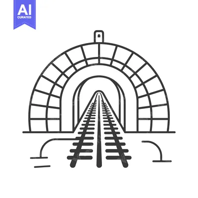 Premium design asset: Train Tracks Entering a Tunnel