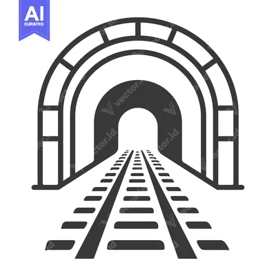 Aset desain premium: Train Tracks Leading into a Tunnel