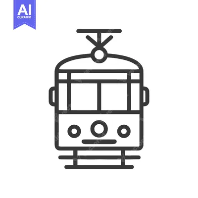 Aset premium populer: Minimalist Tram Icon: Clean Line Art of Public Transportation Vehicle