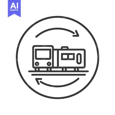 Circular Train Route Icon: Modern Public Transportation Symbol with Ar