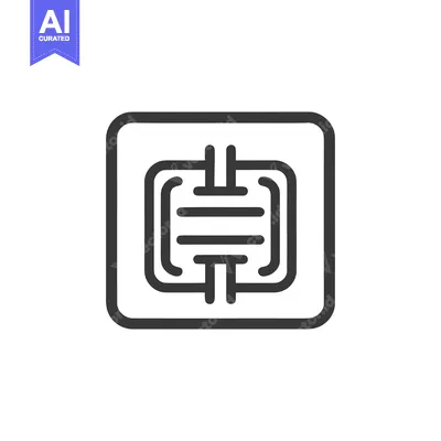 Capacitor Symbol in Rounded Square Frame, Electronic Component Icon