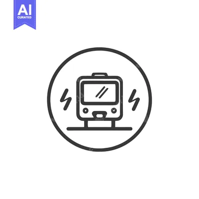 Aset desain premium: Electric Train Icon: Modern, Minimalist Design with Energy Bolts in Ci